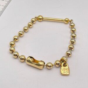 NWOT Uno de 50 Beaded Bracelet Thin 18K Gold Plated Beads SZ S Small Elegant